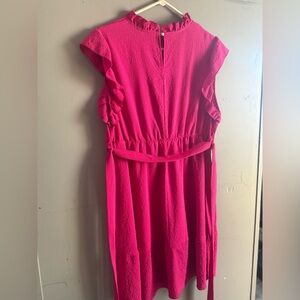SHEIN Fuchsia Midi Dress with Ruffle Detail